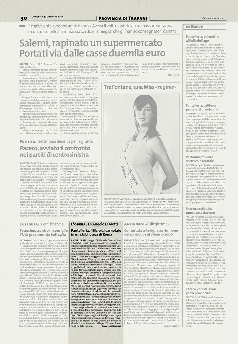 Il giornale di Sicilia - 03/09/2006, Trapani